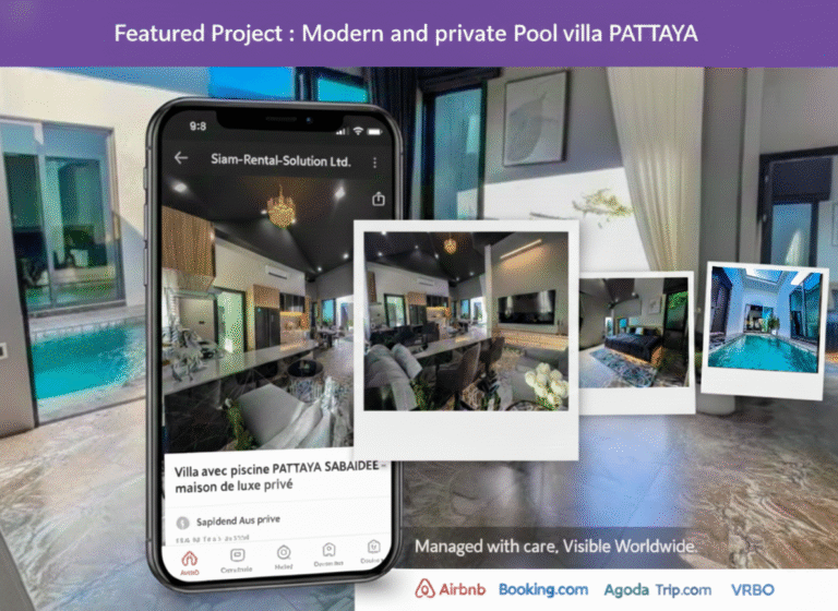 Interior of a clean, modern short-term rental apartment in Thailand, managed by a professional property concierge service for platforms like Airbnb and Booking.com.