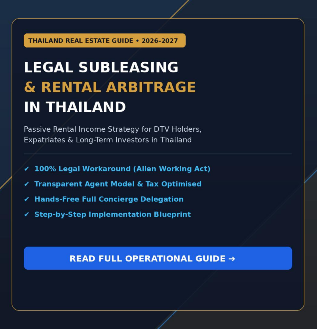 Subleasing in Thailand: Legal DTV & Tourist Visa Guide